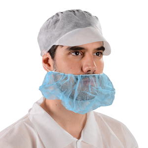 TOPMED desechable PP cubierta de barba no tejida blanca 10gsm industria alimentaria solo bucle hombres con una sola costilla a prueba de polvo barba red para el cabello